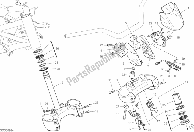 Alle onderdelen voor de Stuurinrichting van de Ducati Diavel 1260 S Thailand 2020